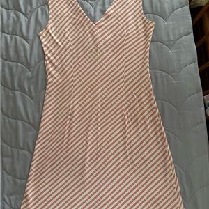 MAHI GOLD Pink and White striped Paradise Dress V-Neck